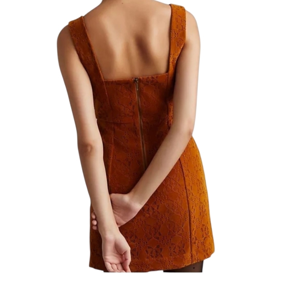 NWT Anthropologie Maeve Faux Suede Shift Dress Size 2 Copper Brown MSRP $170 - Picture 6 of 13